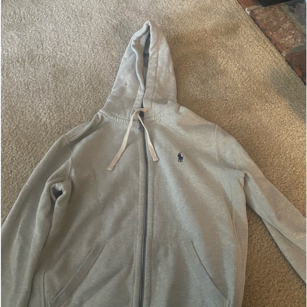 Gray zip up Polo sweater